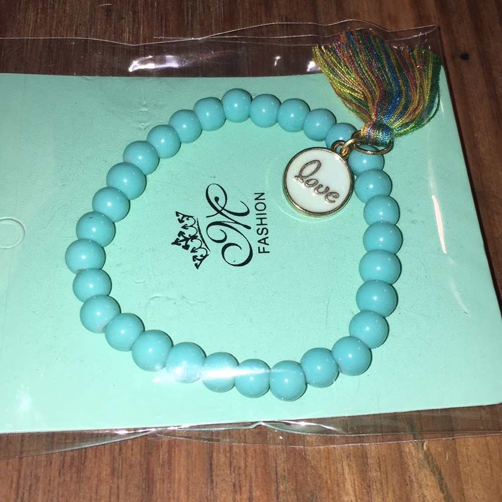 NEW turquoise love and rainbow tassel bracelet